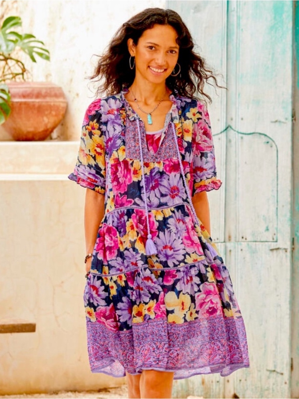 Sundance Fully Lined Popover floral dress